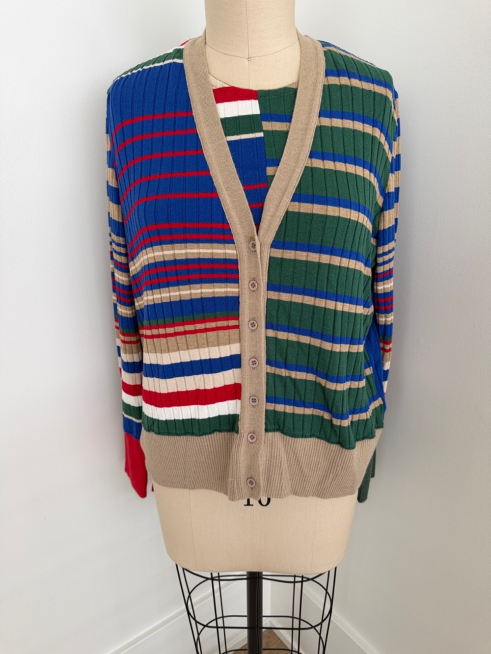 Aldo Martins Ribbed Stripe Top and Cardigan- 2 piece set